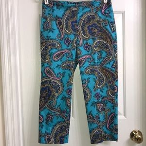 Cropped Paisley Pants Talbots Blue Floral